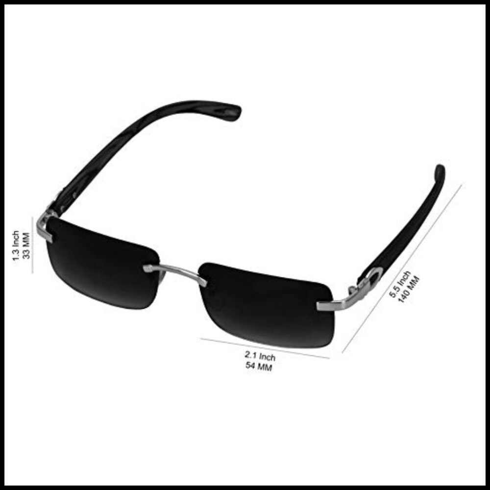 Slim Rimless Rectangular Aviator Sunglasses Metal… - image 5